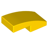 Lego alkatrész - Yellow Slope, Curved 2x1 No Studs