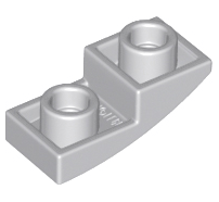 Lego alkatrész - Light Bluish Gray Slope, Curved 2x1 Inverted