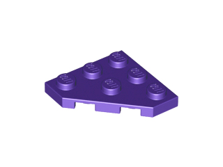 Lego alkatrész - Dark Purple Wedge, Plate 3x3 Cut Corner