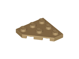 Lego alkatrész - Dark Tan Wedge, Plate 3x3 Cut Corner