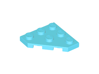 Lego alkatrész - Medium Azure Wedge, Plate 3x3 Cut Corner