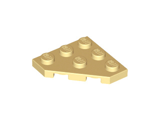 Lego alkatrész - Tan Wedge, Plate 3x3 Cut Corner