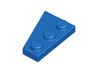 Lego alkatrész - Blue Wedge, Plate 3x2 Right
