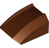 Lego alkatrész - Reddish Brown Slope, Curved 2x2 Lip, No Studs