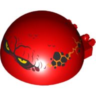 Lego alkatrész - Red Windscreen 6x6x3 Canopy Half Sphere with Dual 2 Fingers and Globlin with Squinting Yellow Eyes Pattern