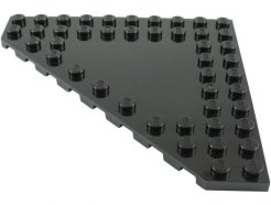 Lego alkatrész - Black Wedge, Plate 10x10 Cut Corner with no Studs in Center