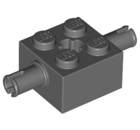 LEGO Alkatrész - Dark Bluish Gray Brick, Modified 2x2 with Pins and Axle Hole