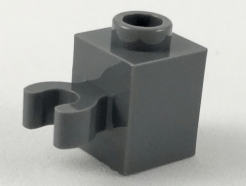 LEGO Alkatrész - Dark Bluish Gray Brick, Modified 1x1 with Clip Vertical