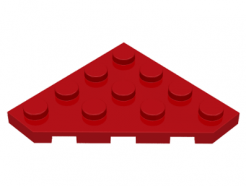 Lego alkatrész - Red Wedge, Plate 4x4 Cut Corner