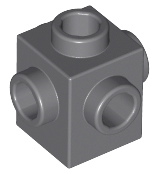 LEGO Alkatrész - Dark Bluish Gray Brick, Modified 1x1 with Studs on 4 Sides