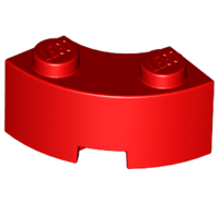 LEGO Alkatrész - Red Brick, Round Corner 2x2 Macaroni with Stud Notch and Reinforced Underside