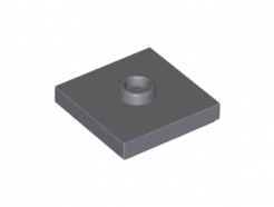 Lego alkatrész - Dark Bluish Gray Plate, Modified 2x2 with Groove and 1 Stud in Center (Jumper)