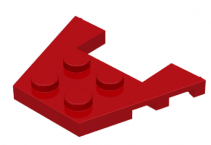 LEGO alkatrész - Red Wedge, Plate 3 x 4 with Stud Notches