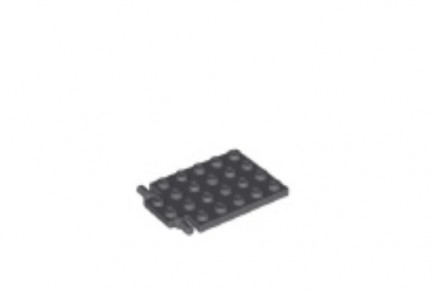 LEGO alkatrész - Dark Bluish Gray Plate, Modified 4 x 6 with Trap Door Hinge (Long Pins)