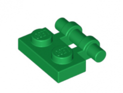 LEGO alkatrész - Green Plate, Modified 1 x 2 with Handle on Side - Free Ends