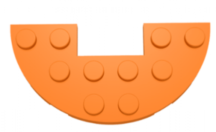 LEGO alkatrész - Orange Plate, Round Half 3 x 6 with 1 x 2 Cutout