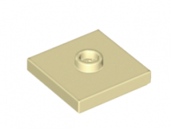 LEGO alkatrész - Tan Plate, Modified 2 x 2 with Groove and 1 Stud in Center (Jumper)