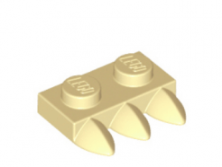 LEGO alkatrész - Tan Plate, Modified 1 x 2 with 3 Teeth (Claws)
