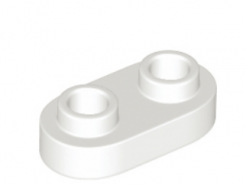 LEGO alkatrész - White Plate, Modified 1 x 2 Rounded with 2 Open Studs