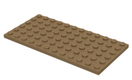 LEGO alkatrész - Dark Tan Plate 6 x 12