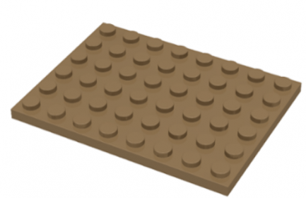LEGO alkatrész - Dark Tan Plate 6 x 8