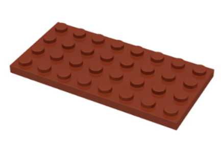 LEGO alkatrész - Reddish Brown Plate 4 x 8